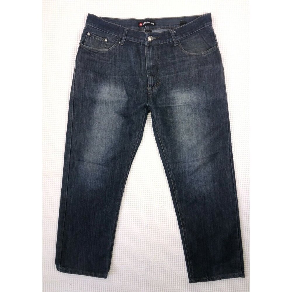 Airwalk Mens Size 38x30 Relaxed Fit Dark Wash Blue Jeans